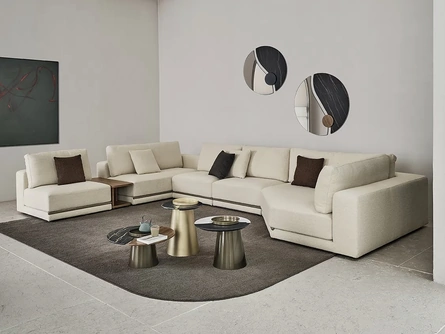 Specchio Luxor con elementi decorativi in SuperMarmo e legno di Bontempi