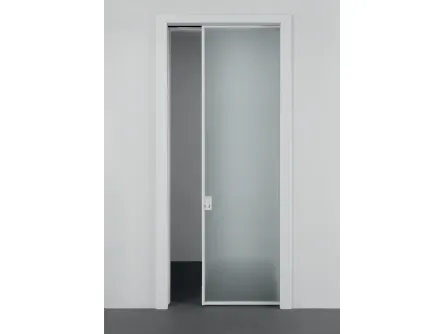 Porta a scomparsa con anta in vetro polvere satinato Beat di Albed
