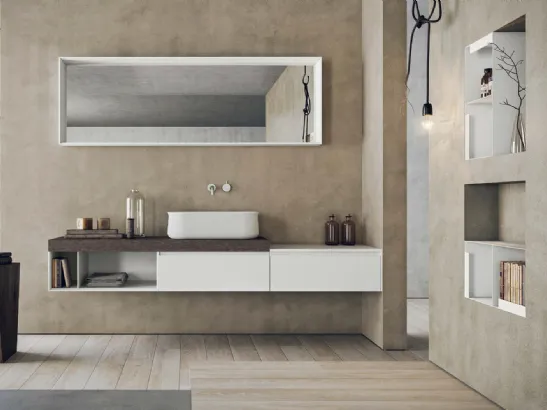 Mobile da Bagno a terra in laccato opaco bianco e HPL skin Calix XL 04 di Novello