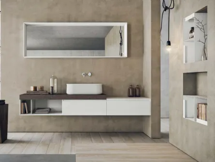 Mobile da Bagno a terra in laccato opaco bianco e HPL skin Calix XL 04 di Novello
