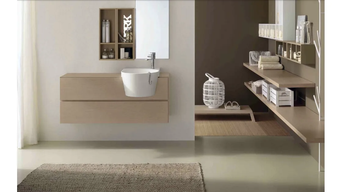 Mobile da Bagno sospeso in rovere ecru Canestro 15 di Novello