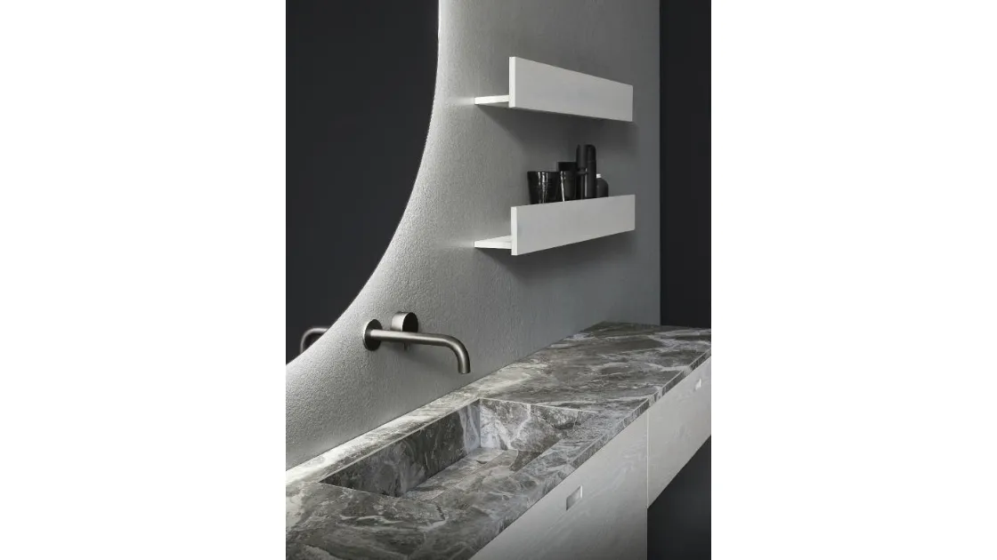 Mobile da Bagno in rovere grigio chiaro con top e lavabi in laminam Orobico grigio Craft 06 di Novello