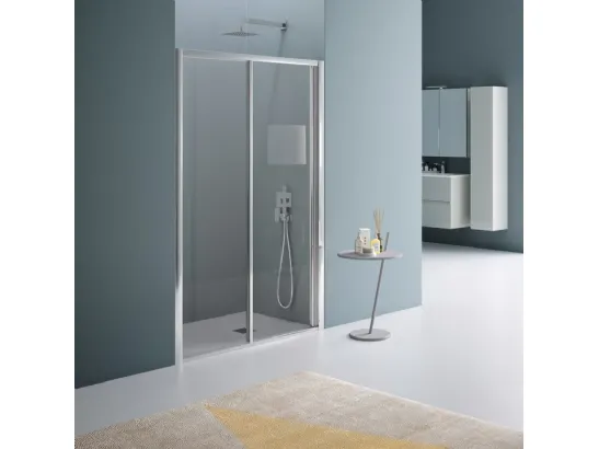 Box Doccia con porta scorrevole in vetro temperato trasparente e profili in alluminio brillantato cromo Dinamica America di Samo