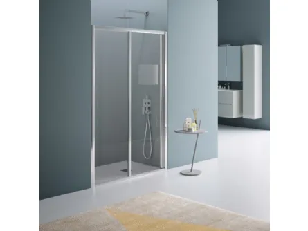 Box Doccia con porta scorrevole in vetro temperato trasparente e profili in alluminio brillantato cromo Dinamica America di Samo