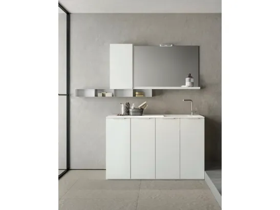 Mobile da Bagno per lavanderia in laccato bianco lucido Drop 10 di Novello