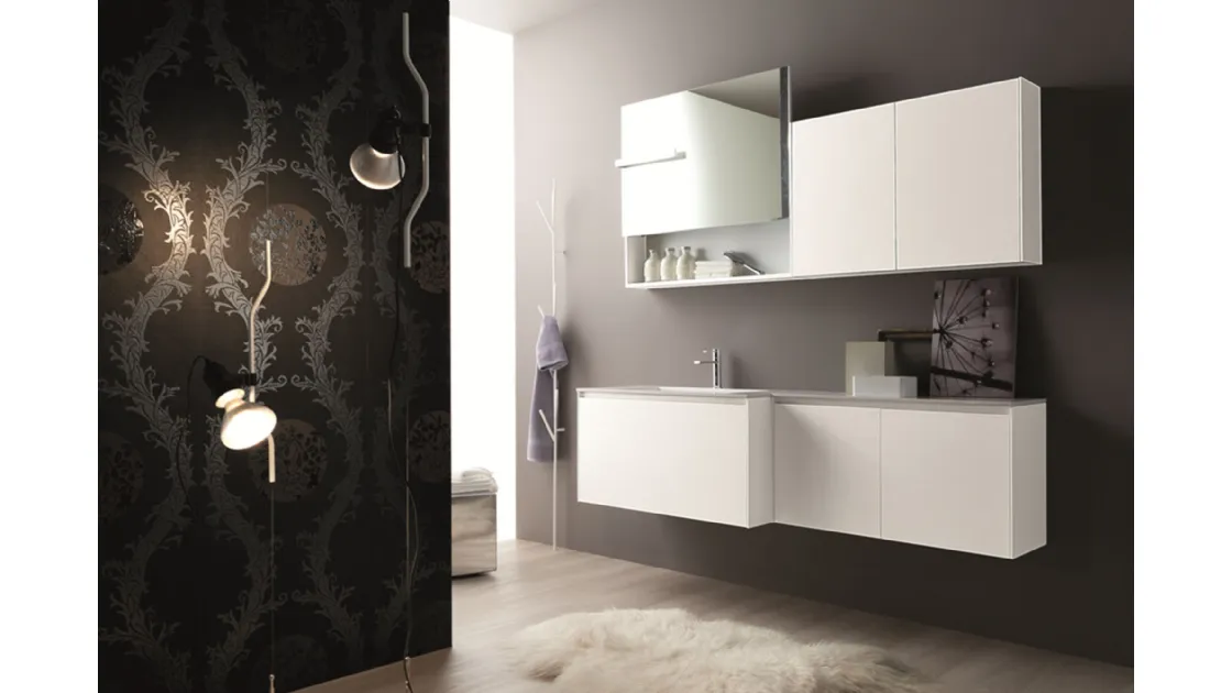 Mobile da Bagno in HPL bianco frassinato Light 45 01 di Novello