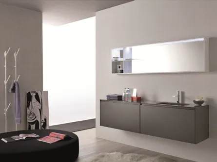 Mobile da Bagno sospeso in laccato opaco con top in cristallo Light 45 07 di Novello