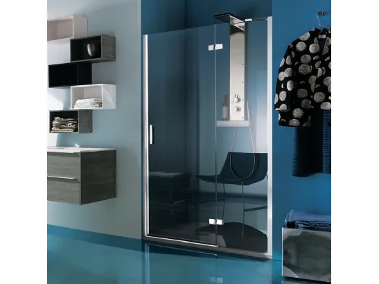 Box Doccia con porta battente apribile verso l'esterno e profili in alluminio Eccelsa Grand Polaris di Samo