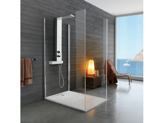 Box Doccia con piatto doccia rettangolare Eccelsa Stone bianco di Samo