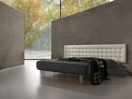 Letto in tessuto grigio con testiera Twist Tess 232 di Excò