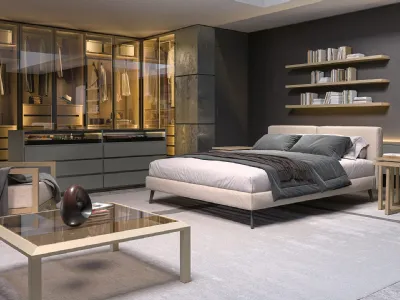 Letto con testiera in tessuto imbottito Ada di Fratelli Elli