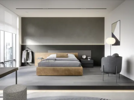 Letto di design Testiera Time in tessuto di Novamobili