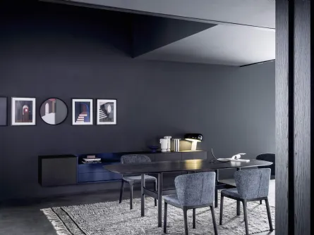 Mobile sospeso Madia Box 18 01 in Rovere Carbone e laccato opaco di Novamobili