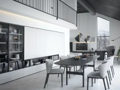 Parete Attrezzata Wall 30 01 in laccato opaco e vetro di Novamobili