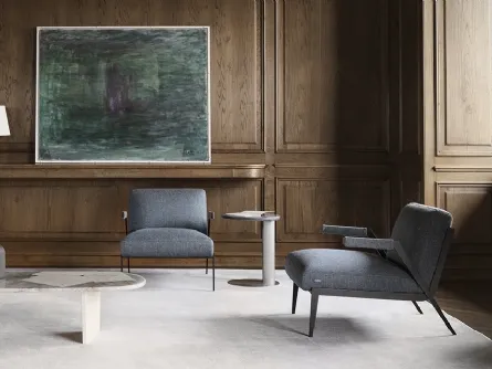 Poltrona di design in tessuto con struttura metallica Lima di Nicoline