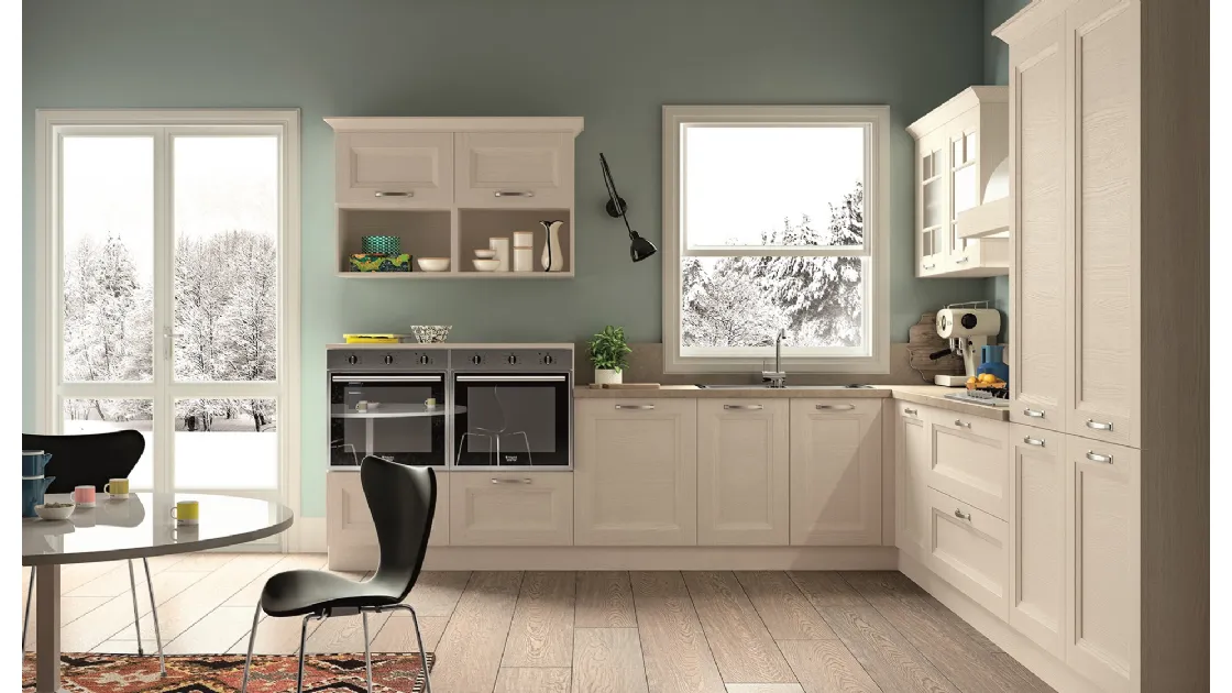 Cucina Classica angolare Alba in Frassino finitura Avorio di Essebi