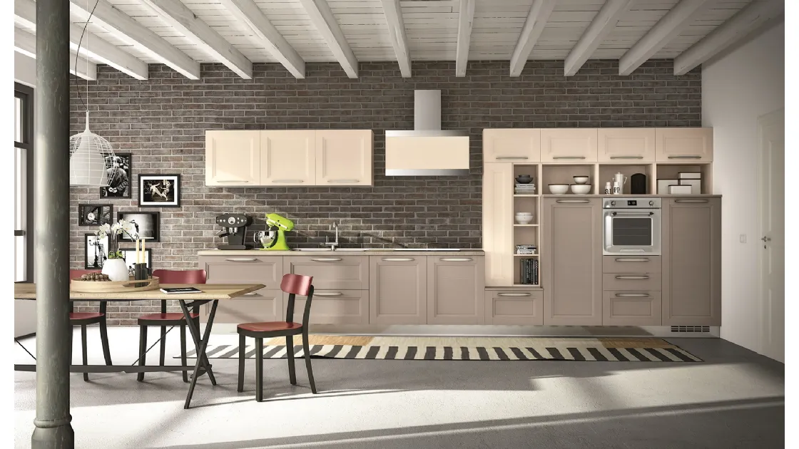 Cucina Classica lineare Alba 06 in legno laccato di Essebi