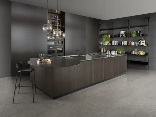 Cucina Design lineare in rovere e acciaio D12 001 di Doimo Cucine