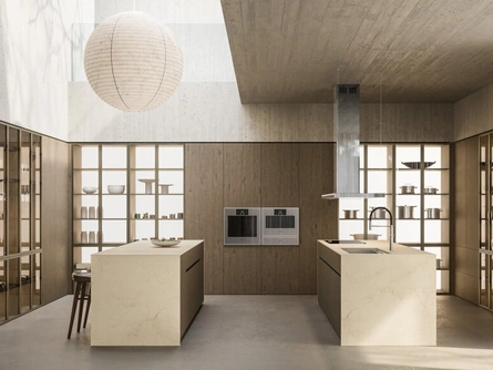 Cucina Design con doppia isola Impronta 04 Fucina in Rovere e Marmo di Doimo Cucine