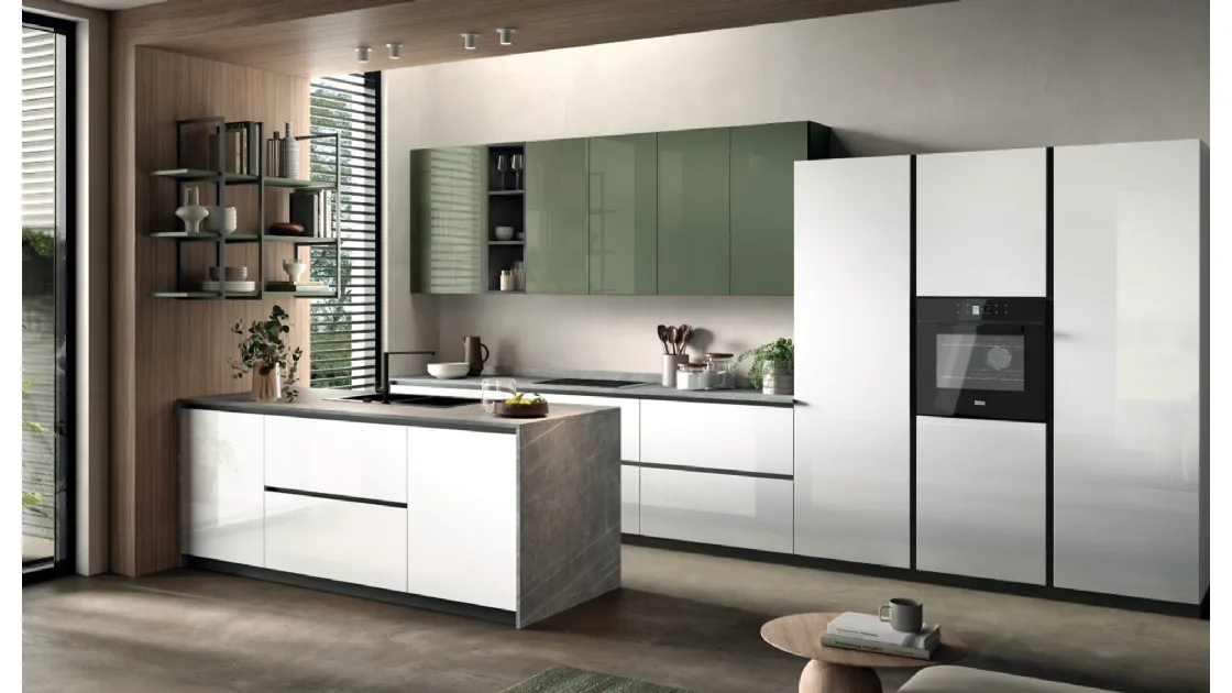 Cucina Moderna con penisola Gloss 01 di Essebi