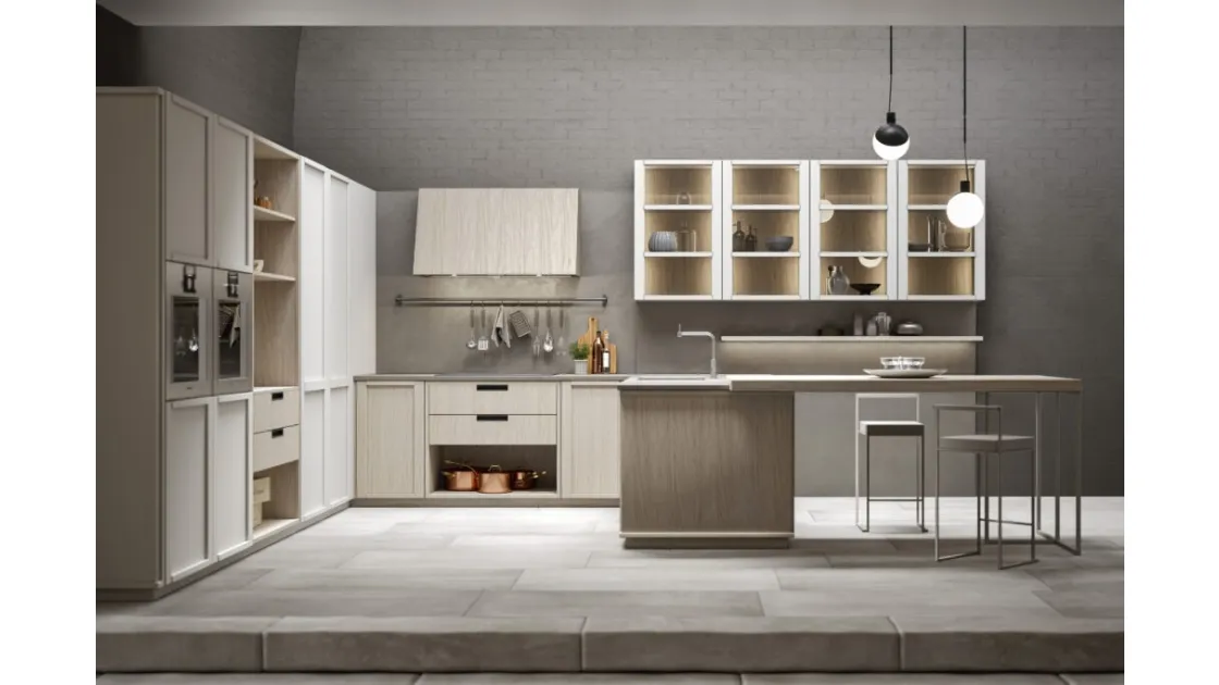 Cucina Moderna angolare in legno di Rovere Eclettica 05 di Scandola
