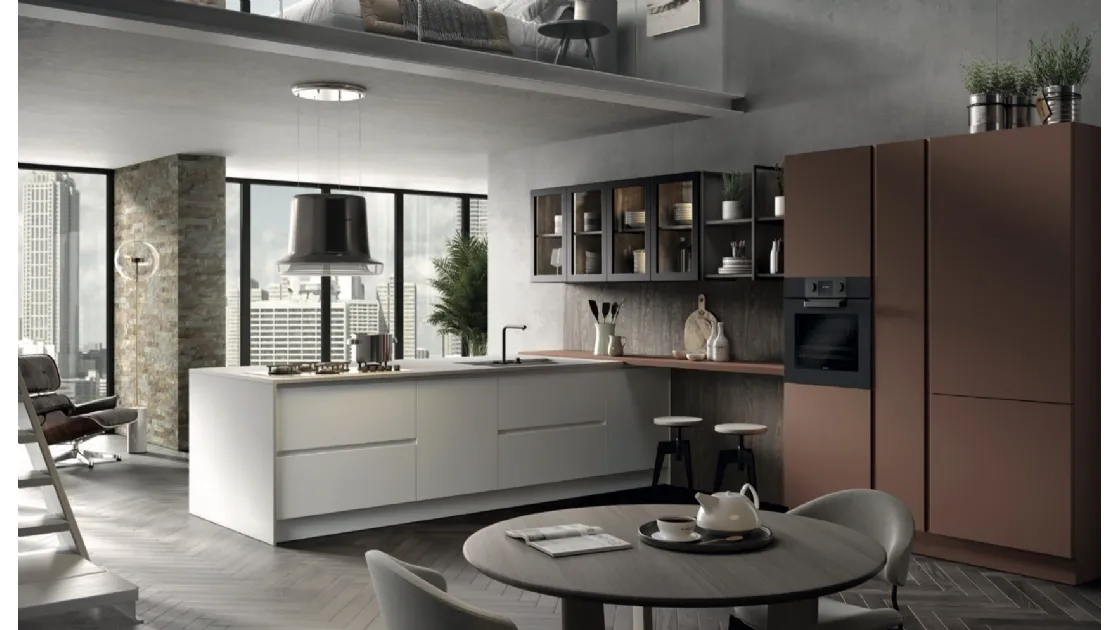Cucina Moderna con penisola Seta 07 di Essebi